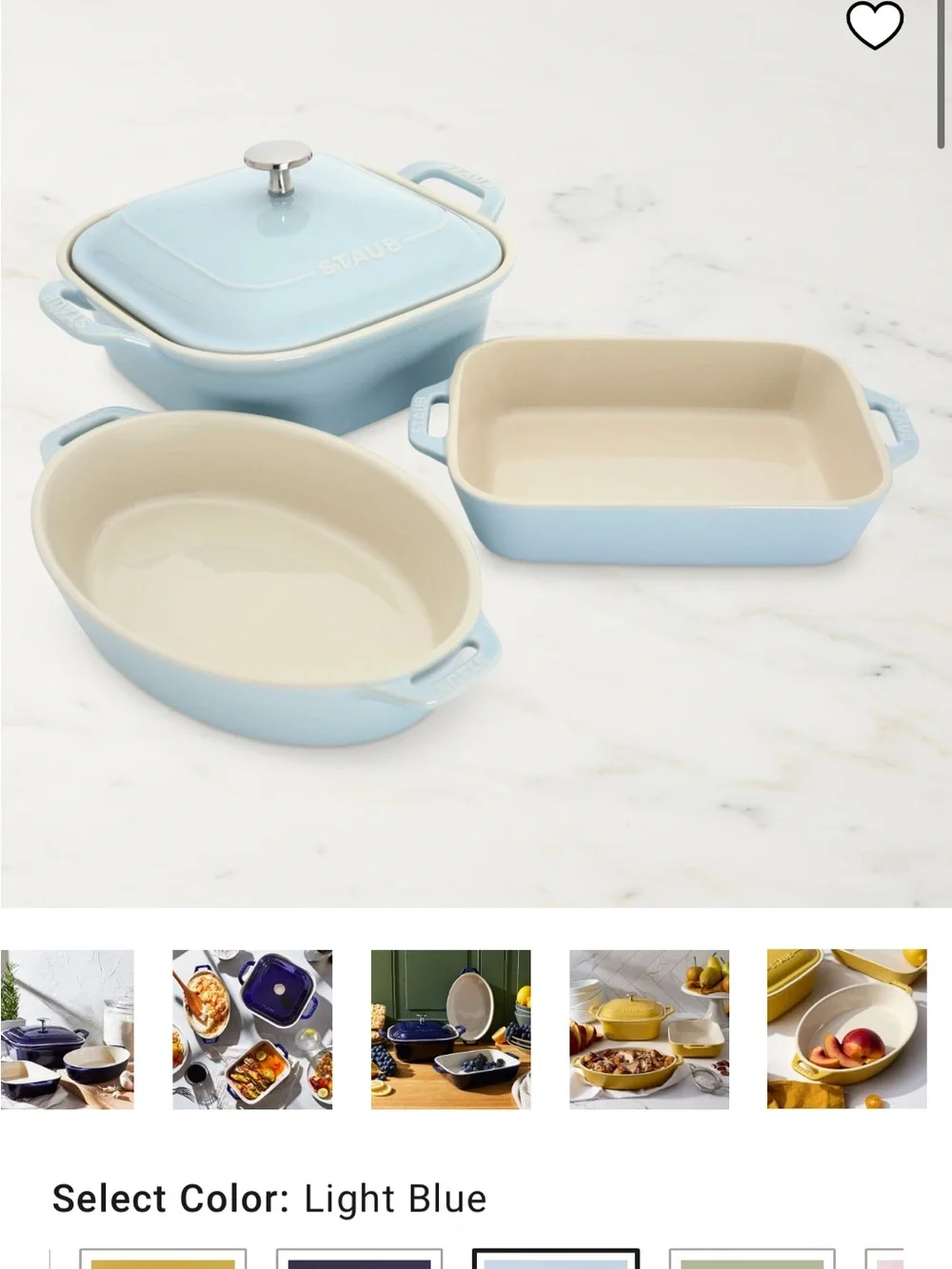 NEW Staub Light Blue and Cream Stoneware Baking Dishes